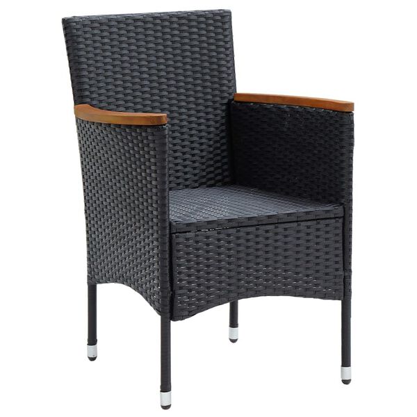 vidaXL 5 Piece Garden Dining Set with Cushions Poly Rattan Black