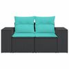 vidaXL Garden Sofa with Cushions 2-Seater Black Poly Rattan