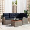 vidaXL Garden Sofa Set with Cushion 5 pcs Grey Poly Rattan