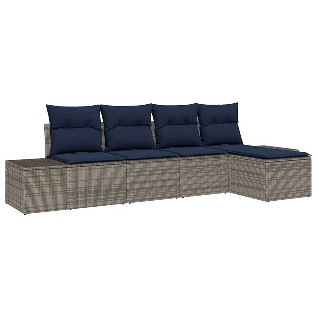 vidaXL Garden Sofa Set 5 pcs Grey Poly rattan