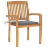 vidaXL Garden Chairs 2 pcs with Grey Cushions Solid Teak Wood
