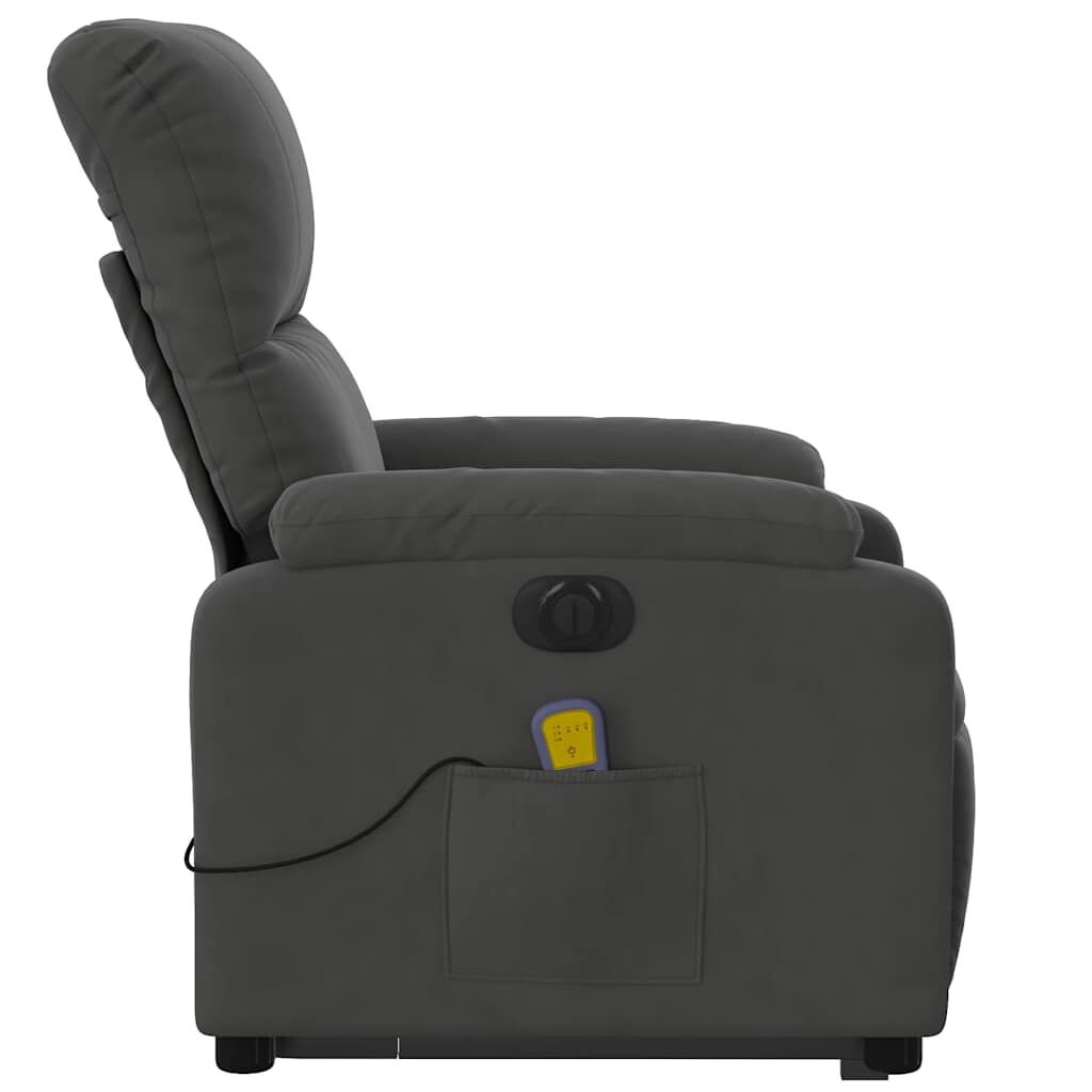 vidaXL Electric Stand up Massage Recliner Chair Dark Grey Microfibre Fabric