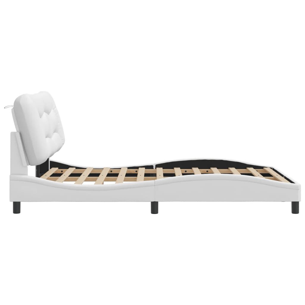 vidaXL Bed Frame without Mattress White 137x187 cm Double Faux Leather