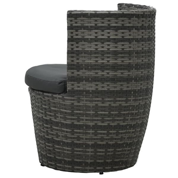 vidaXL 3 Piece Bistro Set with Cushions Poly Rattan Grey