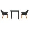 vidaXL Garden Dining Set with Cushion 3 pcs Black Poly Rattan