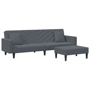 vidaXL 2 Piece Sofa Set with Pillows Dark Grey Velvet