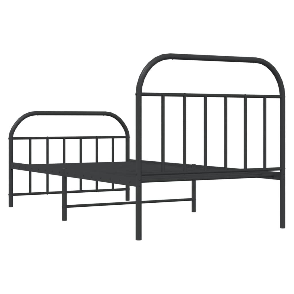 vidaXL Metal Bed Frame without Mattress with Footboard Black 100x200cm