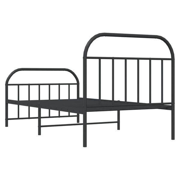 vidaXL Metal Bed Frame without Mattress with Footboard Black 100x200cm