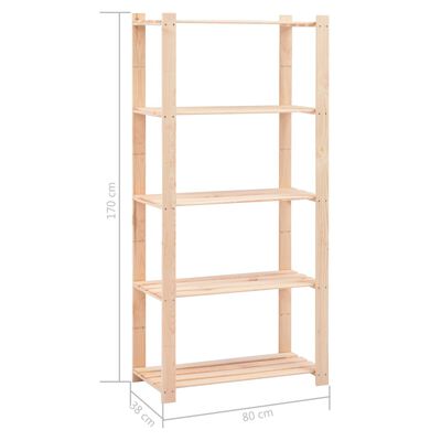 vidaXL 5-Tier Storage Rack 80x38x170 cm Solid Pinewood 250 kg