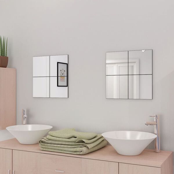 vidaXL Frameless Mirror Tiles Glass 16 pcs 20.5 cm