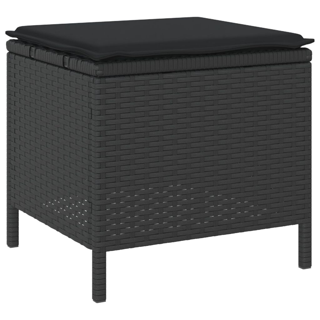 vidaXL 4 Piece Garden Dining Set with Cushions Black Poly Rattan Acacia