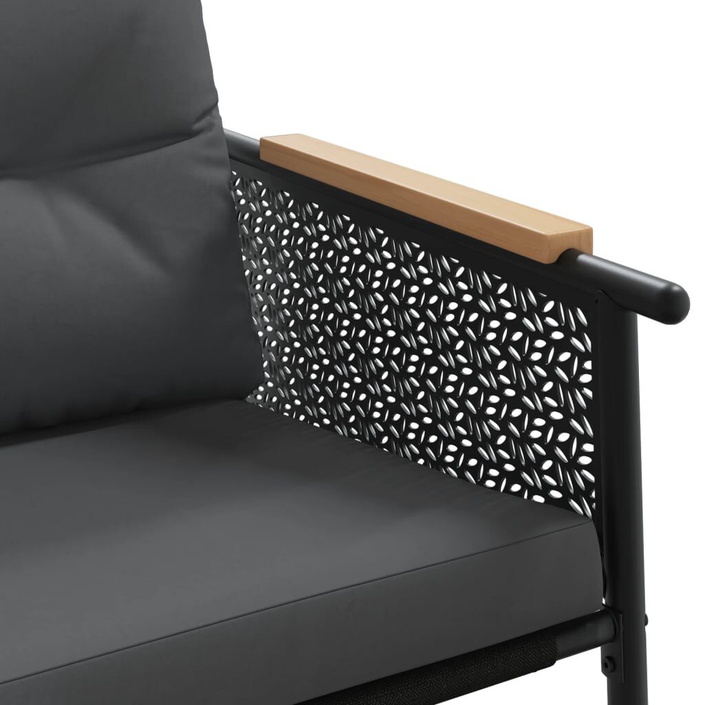 vidaXL Garden Bench with Cushions 116 cm Black Steel