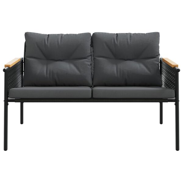 vidaXL 3 Piece Balcony Furniture Set with Cushions Black Steel