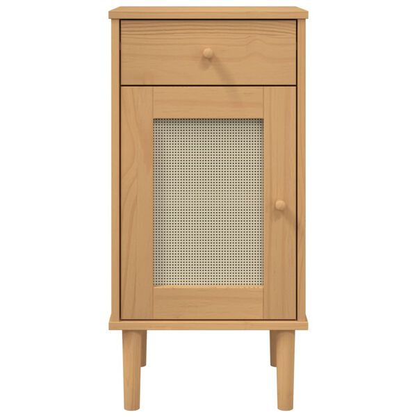 vidaXL Bedside Cabinet SENJA Rattan Look Brown 40x35x80 cm Solid Wood Pine