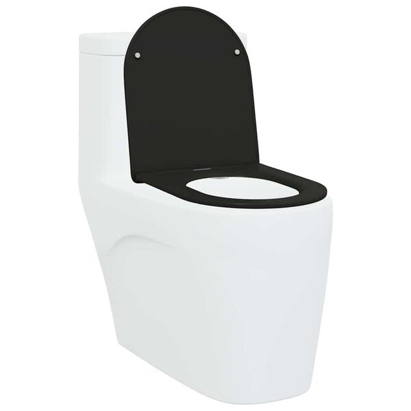 vidaXL Toilet Seat Black 44 x 36.4 x 3.4 cm Duroplast