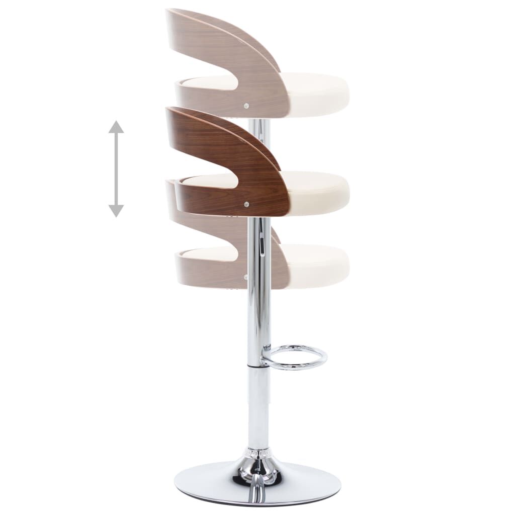 vidaXL Bar Stools 2 pcs Cream Faux Leather and Bentwood