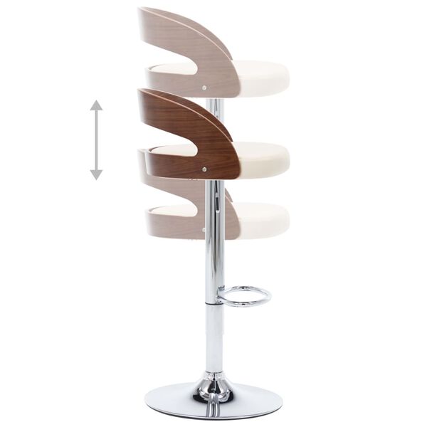 vidaXL Bar Stools 2 pcs Cream Faux Leather and Bentwood