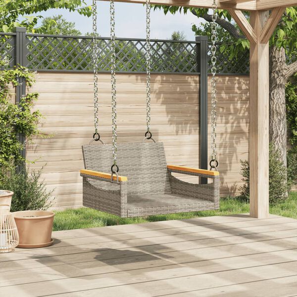 vidaXL Swing Bench Grey 63x62x40 cm Poly Rattan