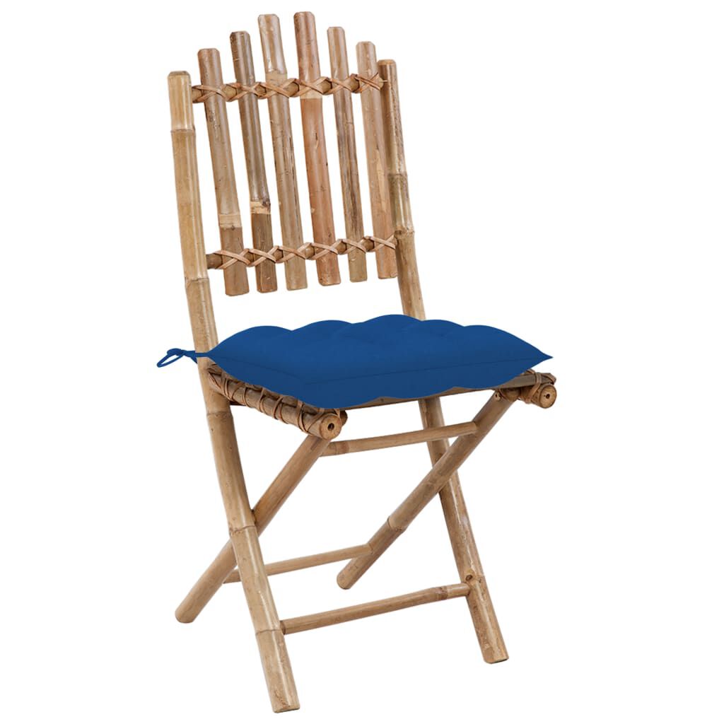 vidaXL 5 Piece Folding Outdoor Dining Set with Cushions Bamboo