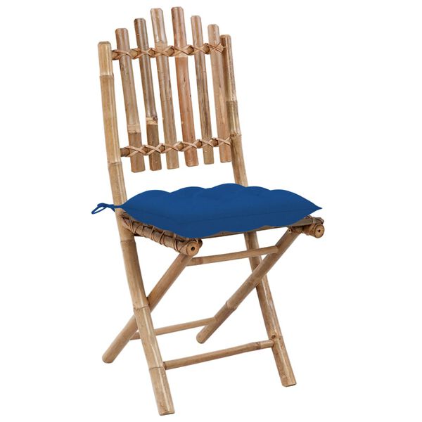 vidaXL 5 Piece Folding Outdoor Dining Set with Cushions Bamboo