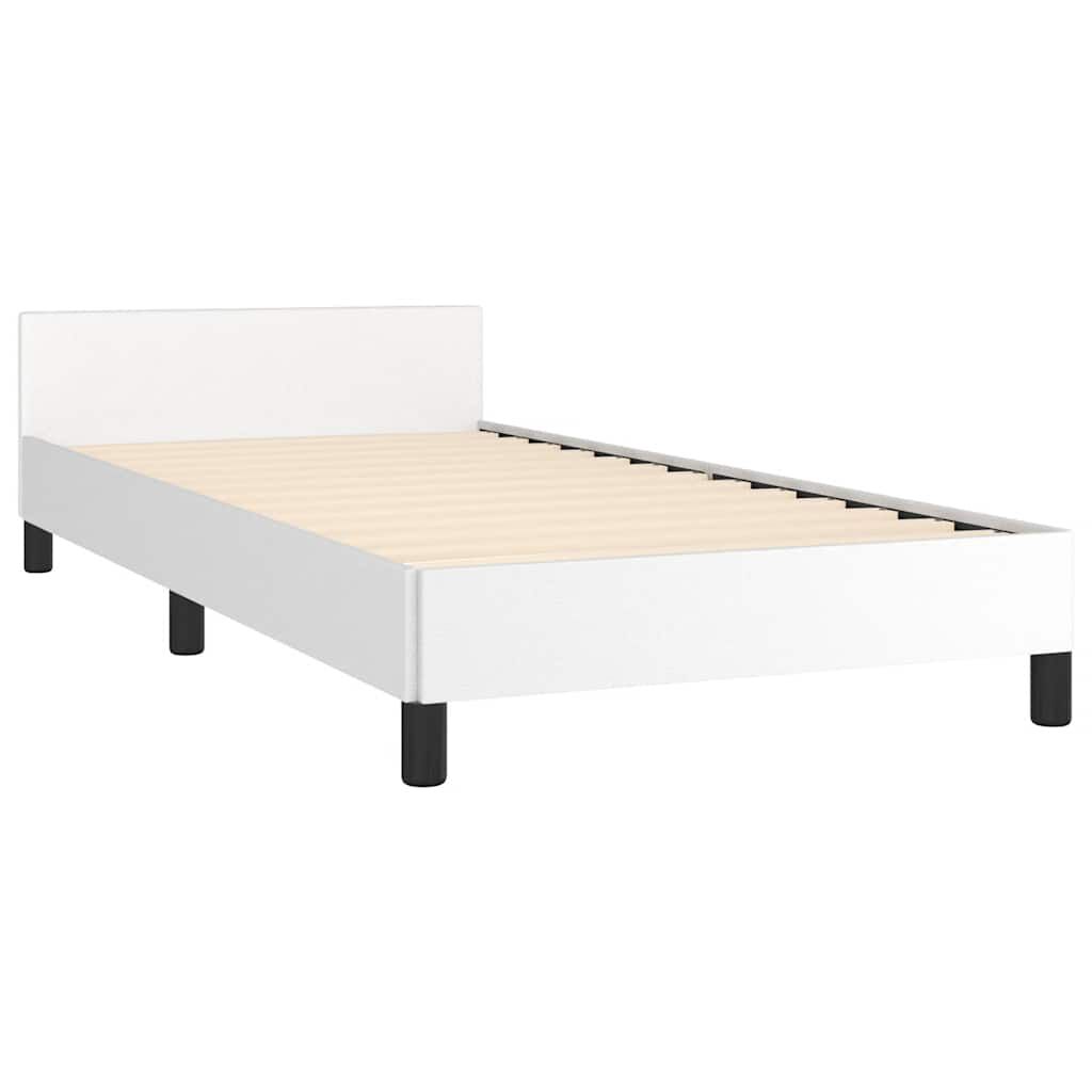 vidaXL Bed Frame without Mattress White Twin Faux Leather