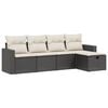 vidaXL 5 Piece Garden Sofa Set with Cushions Black Poly Rattan
