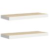 vidaXL Floating Wall Shelves 2 pcs Oak and White 60x23.5x3.8 cm MDF