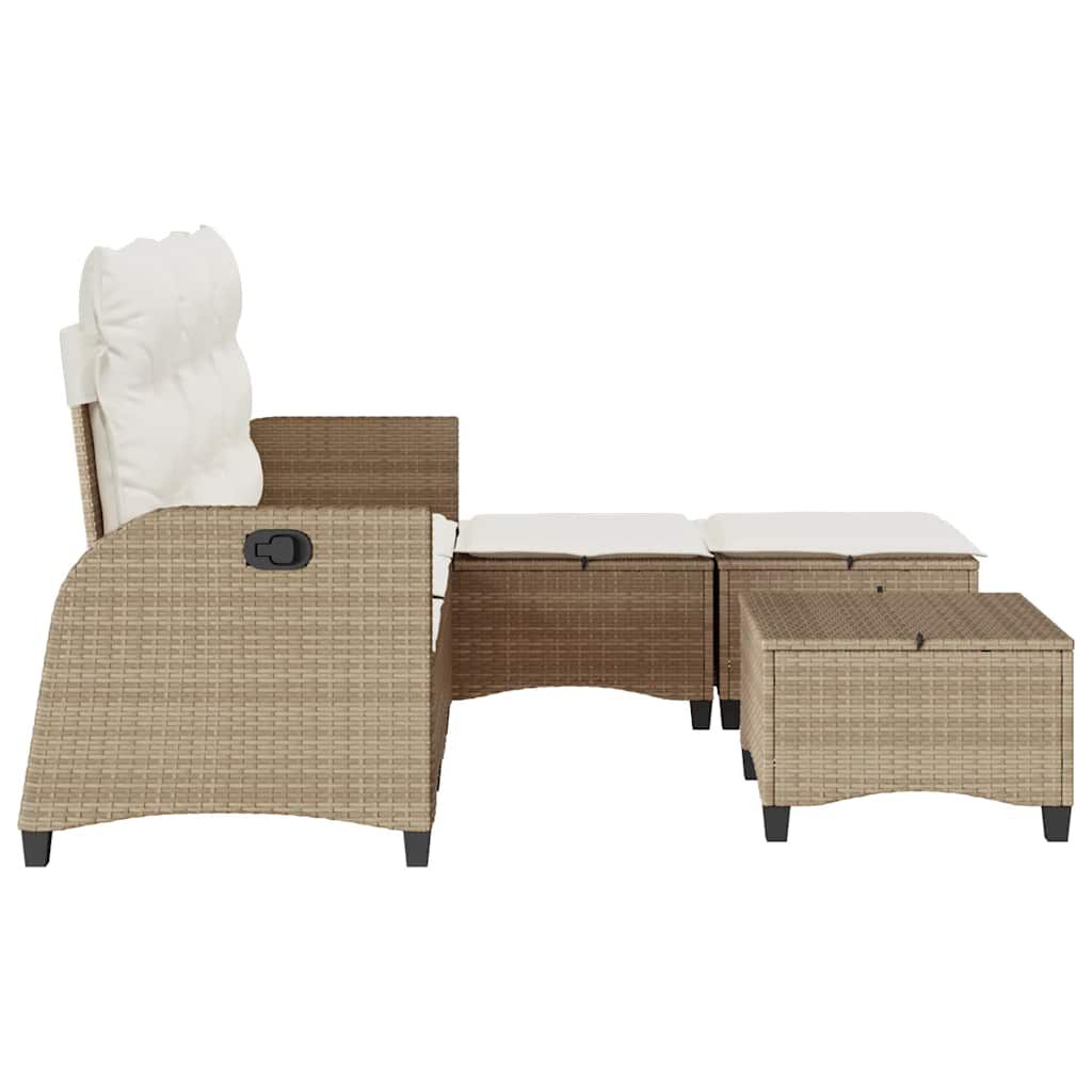 vidaXL 3 Piece Garden Sofa Set with Cushions L-shaped Beige Poly Rattan