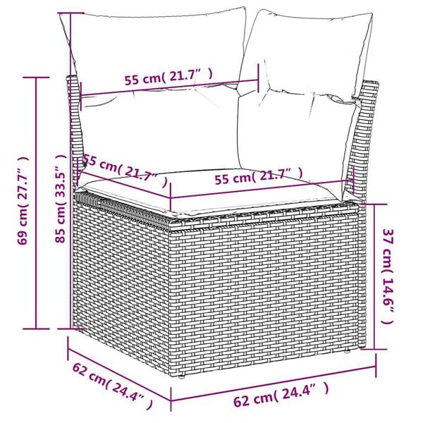 vidaXL 10 Piece Garden Sofa Set with Cushions Brown Poly Rattan