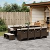 vidaXL 13 Piece Garden Dining Set with Cushions Brown Poly Rattan