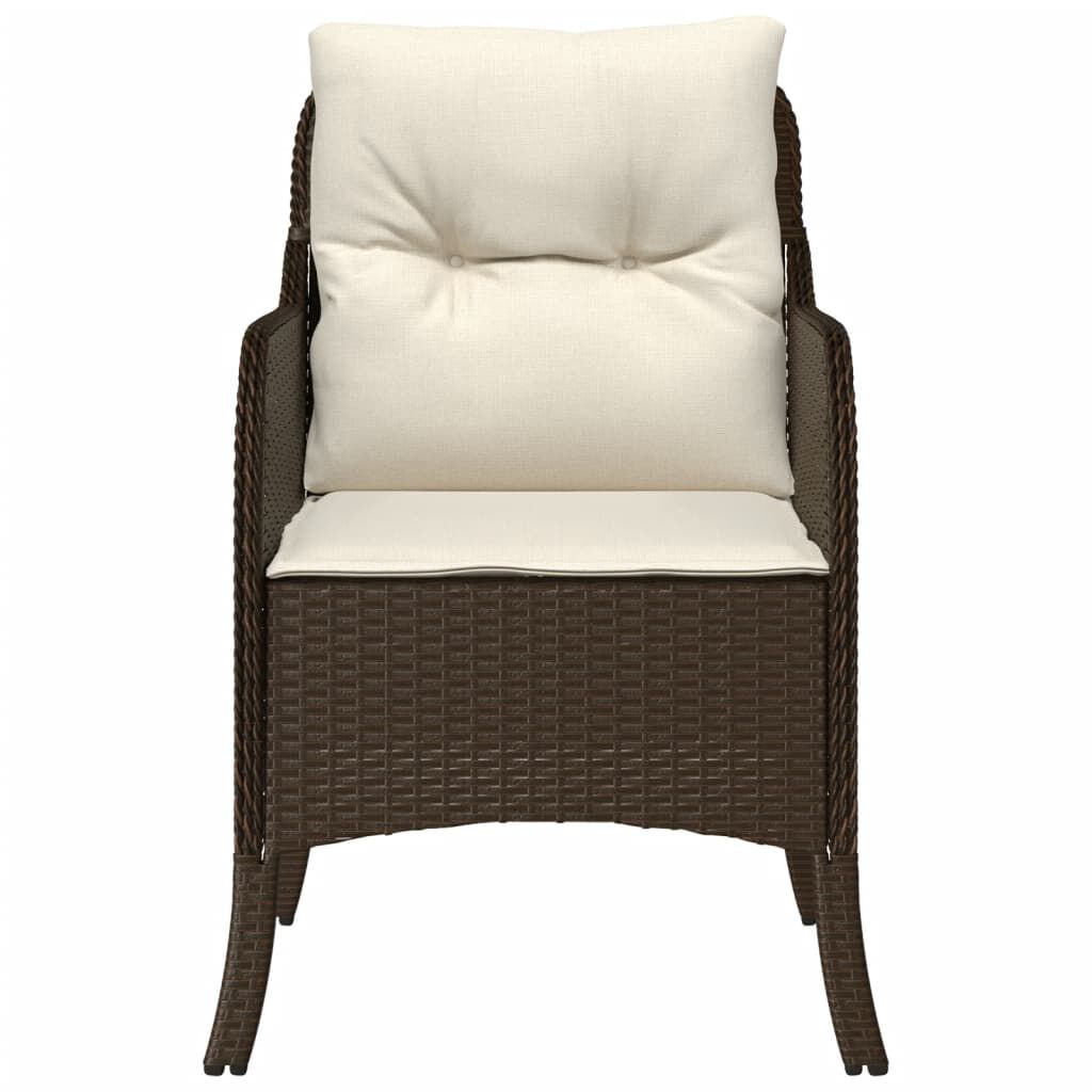 vidaXL Garden Chairs with Cushions 2 pcs Brown Poly Rattan