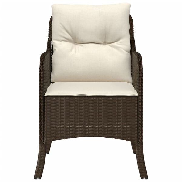 vidaXL Garden Chairs with Cushions 2 pcs Brown Poly Rattan