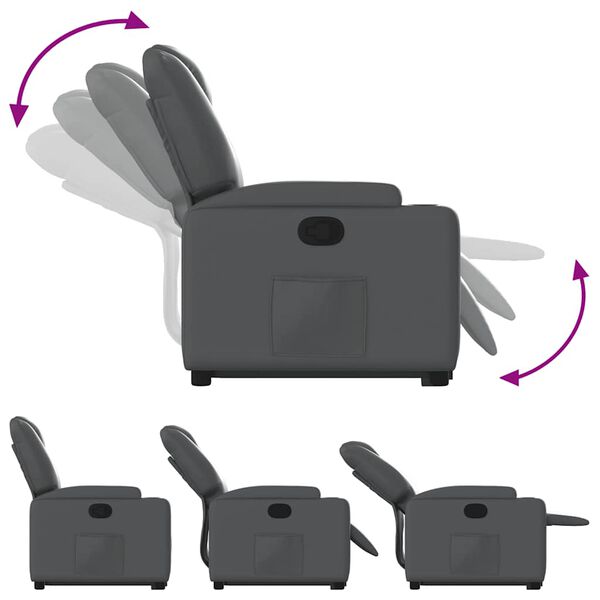 vidaXL Stand up Recliner Chair Grey Faux Leather