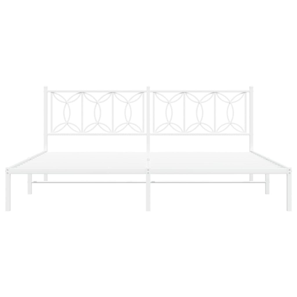 vidaXL Metal Bed Frame without Mattress with Headboard White 193x203cm