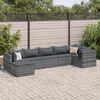 vidaXL 7 Piece Garden Lounge Set with Cushions Grey Poly Rattan