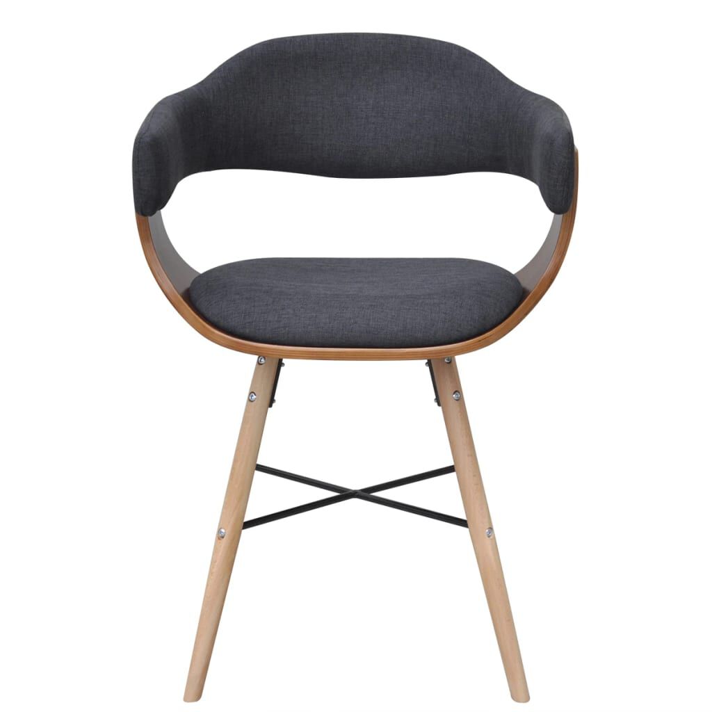 vidaXL Dining Chairs 4 pcs Dark Grey Bent Wood and Fabric