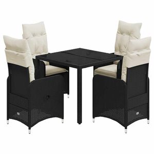 vidaXL 5 Piece Garden Bistro Set with Cushions Black Poly Rattan
