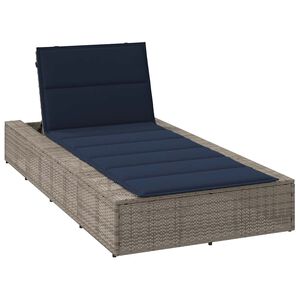 vidaXL Sunbed with Floating Cushion Grey Poly Rattan