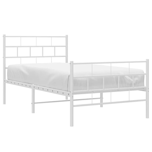 vidaXL Metal Bed Frame without Mattress with Footboard White 100x190cm