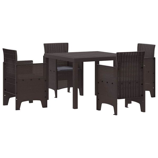 vidaXL Garden Dining Set 5 pcs Brown Polt rattan