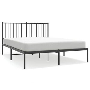 vidaXL Metal Bed Frame without Mattress with Headboard Black 135x190cm