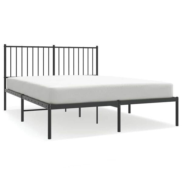 vidaXL Metal Bed Frame without Mattress with Headboard Black 135x190cm