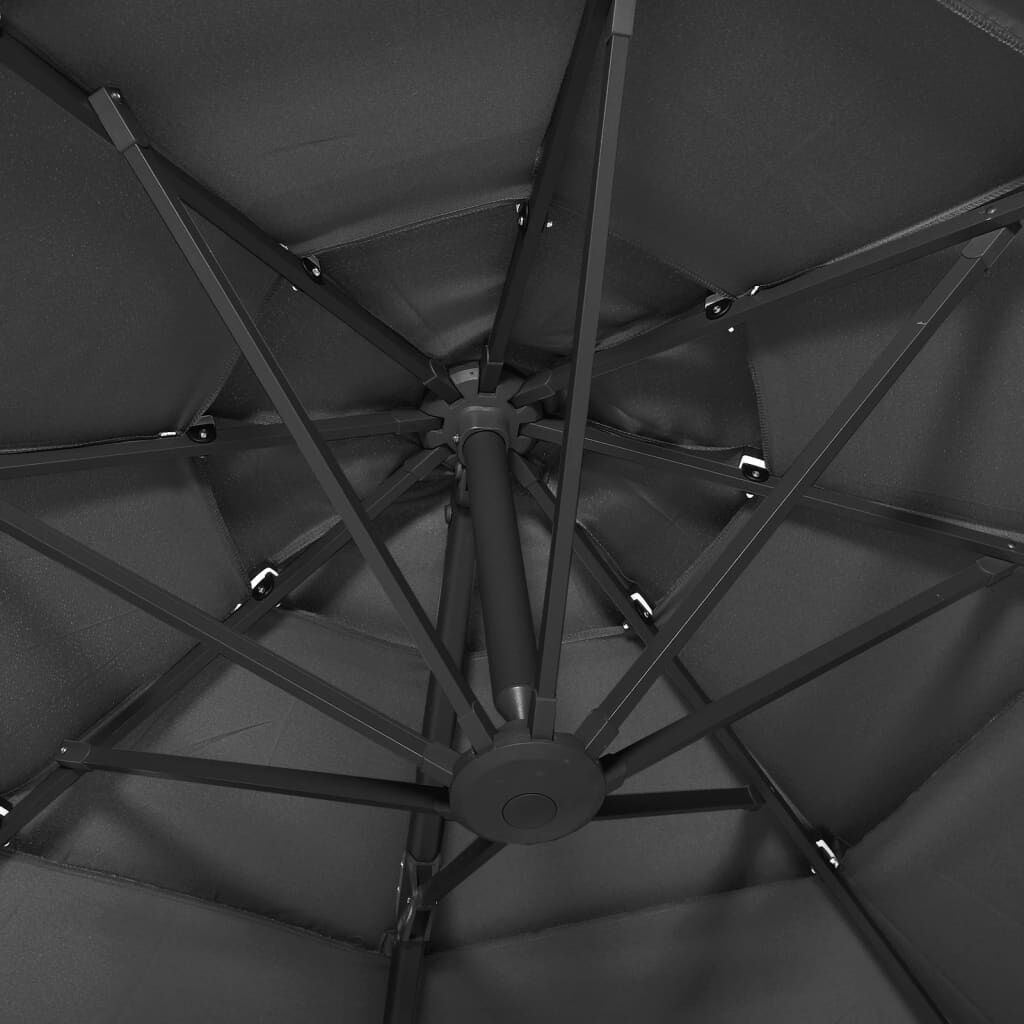 vidaXL 4-Tier Garden Parasol with Aluminium Pole Anthracite 3x3 m