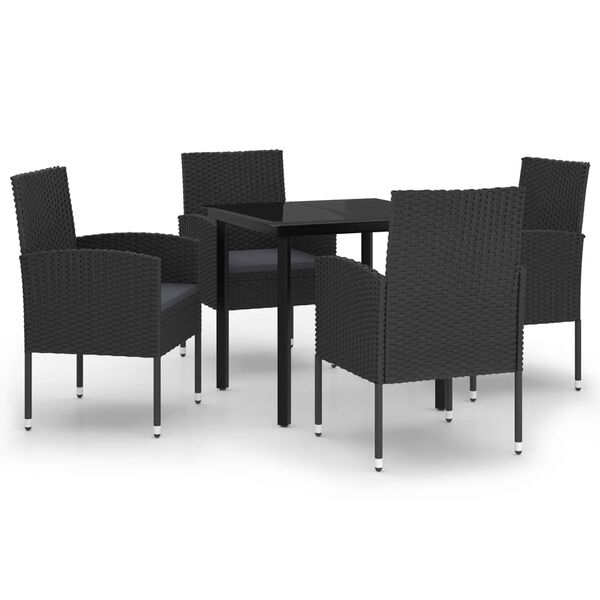 vidaXL 5 Piece Garden Dining Set Black