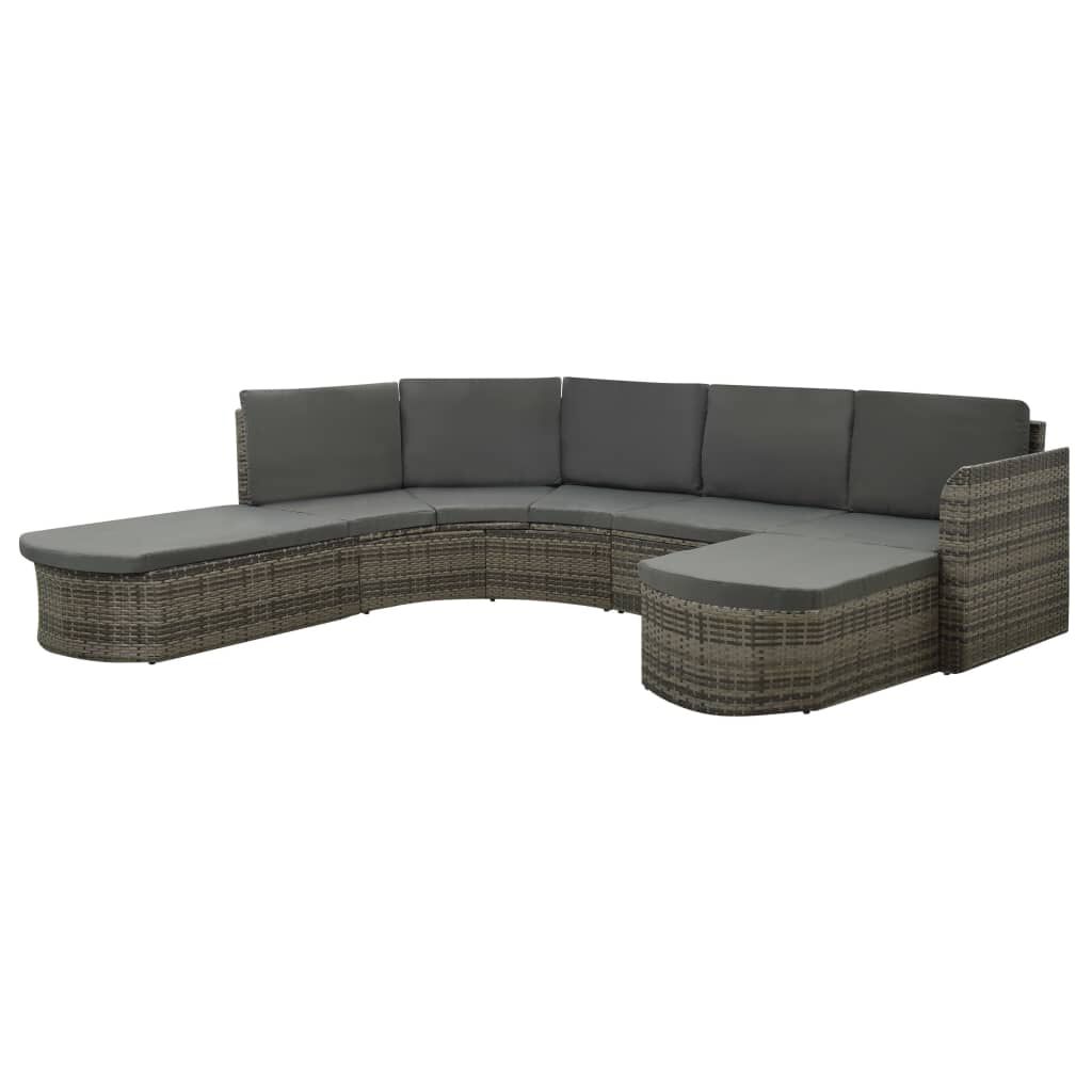 vidaXL 4 Piece Garden Lounge Set with Cushions Poly Rattan Grey