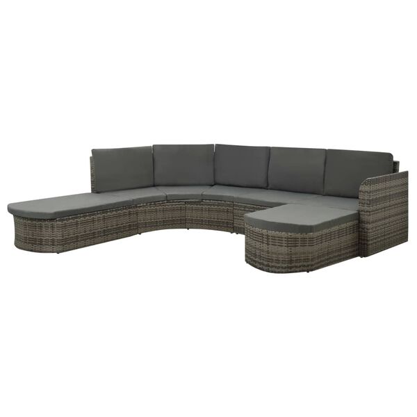 vidaXL 4 Piece Garden Lounge Set with Cushions Poly Rattan Grey