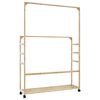 vidaXL Clothes Rack with Shelves and Wheels 90x35x155 cm Bamboo