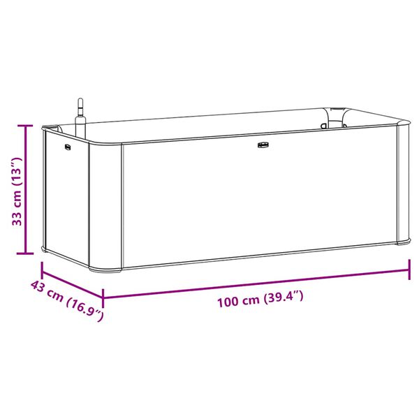 vidaXL Garden Raised Bed with Self Watering System Anthracite 100x43x33 cm