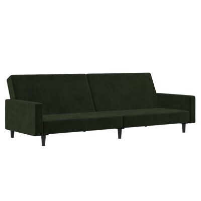 vidaXL 2-Seater Sofa Bed Dark Green Velvet