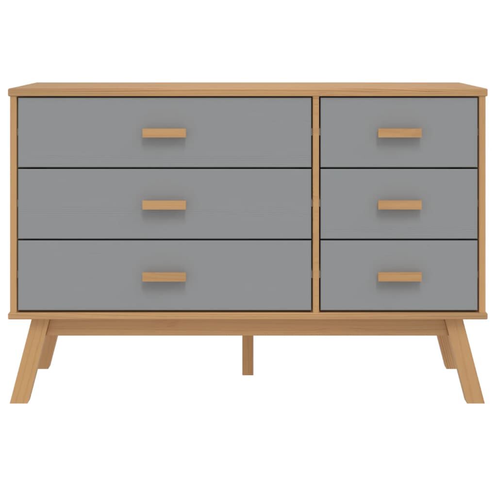vidaXL Drawer Cabinet OLDEN Grey and Brown Solid Wood Pine